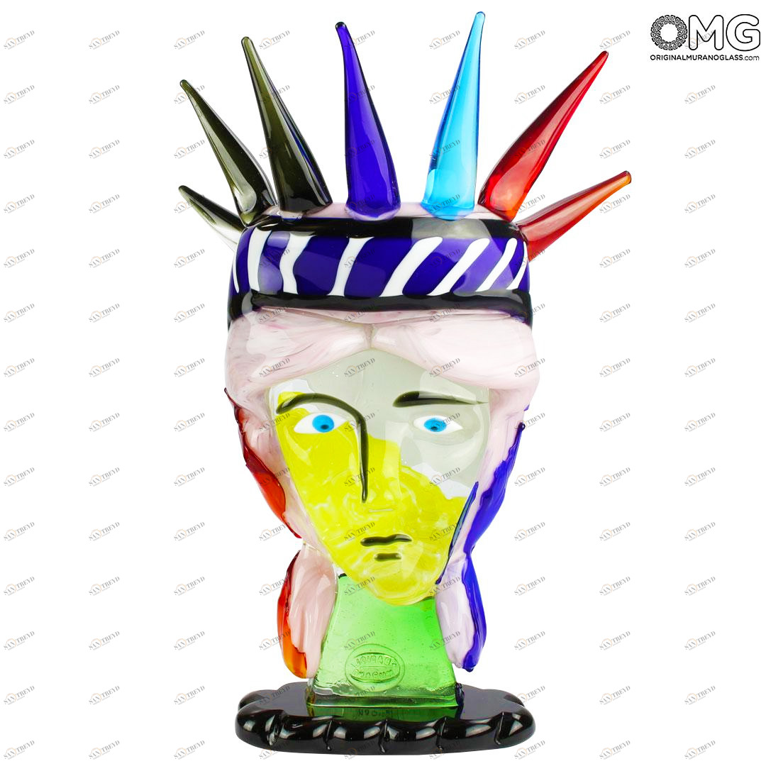 4736 ORIGINALMURANOGLASS Скульптура Голова Рыжей Женщины - Pop Art - по мотивам Пикассо - муранское стекло OMG 28 см 
