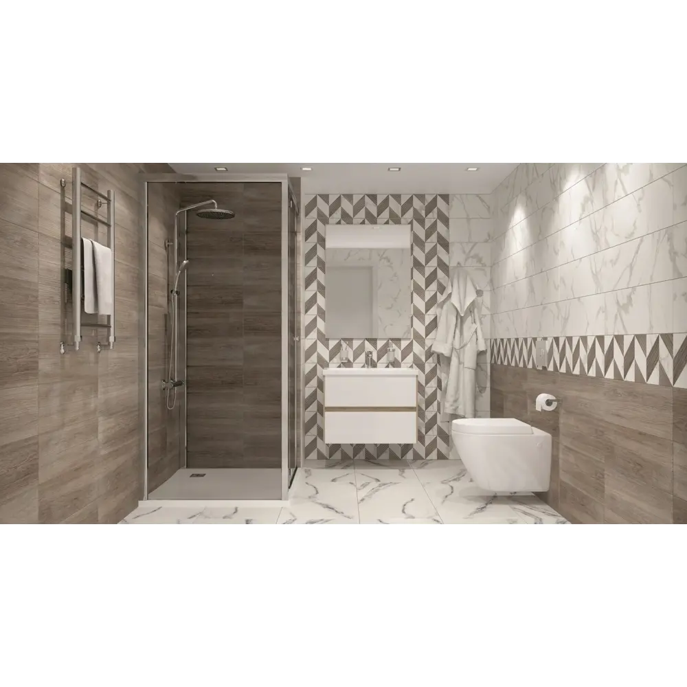 Декор настенный Бьорк Шеврон 20x60 см цвет белый/коричневый LB CERAMICS STLM-2009247 - Вид №3