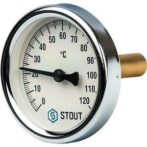 Термометр биметаллический самоуплотняющийся 63 мм 120° STOUT с погружной гильзой 50 мм
