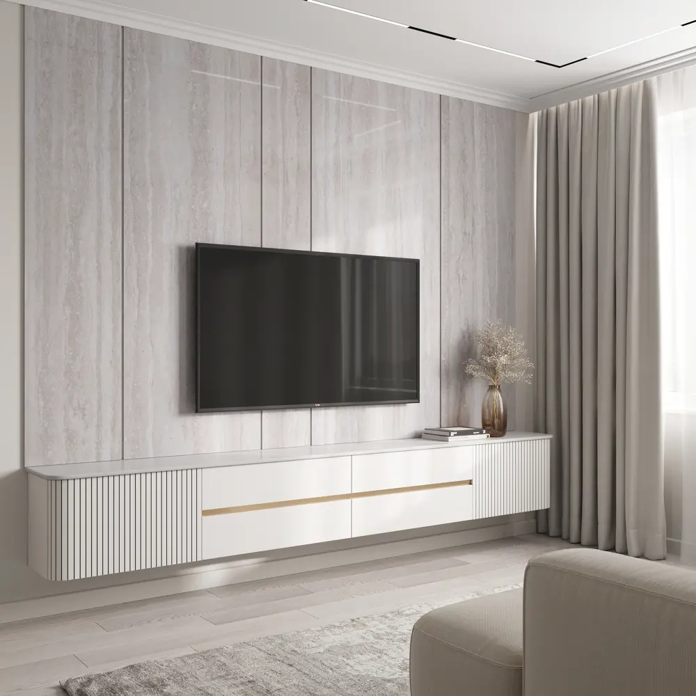 Стеновая панель ПВХ Травертино кофейно-бежевый 2440x1220x2 мм 2.98 м² DEKOR PANEL STLM-2127607 - Вид №1