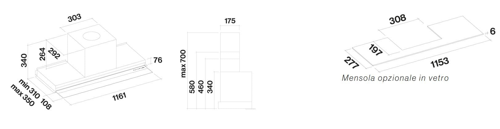 Вытяжка из нержавеющей стали со встроенным утопленным освещением Falmec дизайн ARCH-00132131 - Вид №12