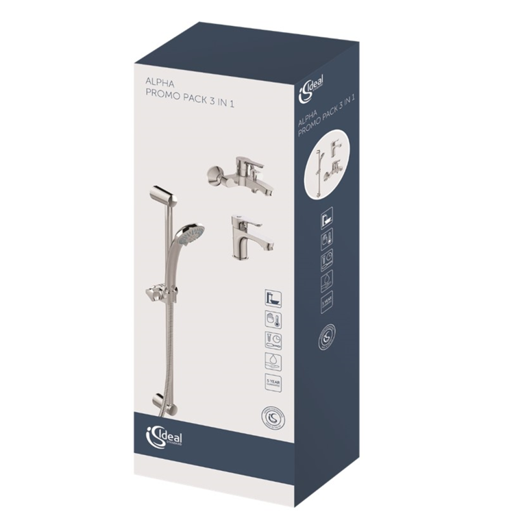 BD004AA Промо-набор 3 в 1 смесители и душевой гарнитур Ideal Standard ALPHA