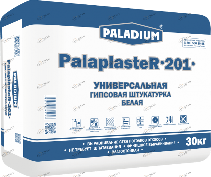 PL-201B/30 Штукатурка гипсовая БЕЛАЯ PalaplasteR-201, 30 кг Paladium 