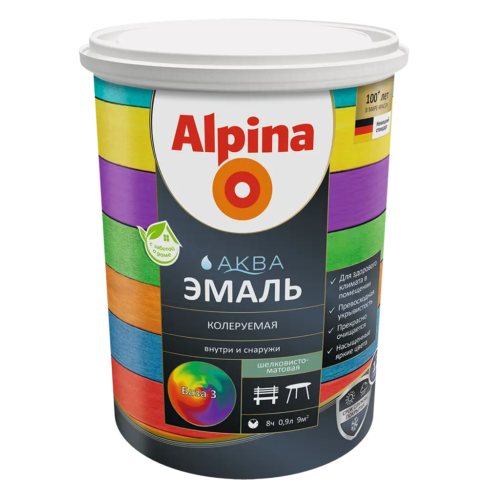 Эмаль Alpina Аква База 3 полуматовая цвет прозрачный 0.86 л 88234366 STLM-2144796 