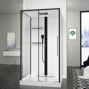90830199 Душевая кабина 8037000 низкий поддон 80х110см Galaxy STLM-0402842 BLACK & WHITE