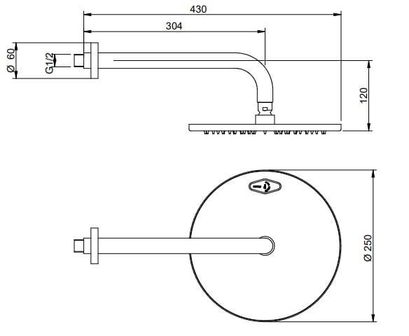 Набор для душа из латуни с ручным душем Rubinetterie Treemme Up+ ARCH-00041018