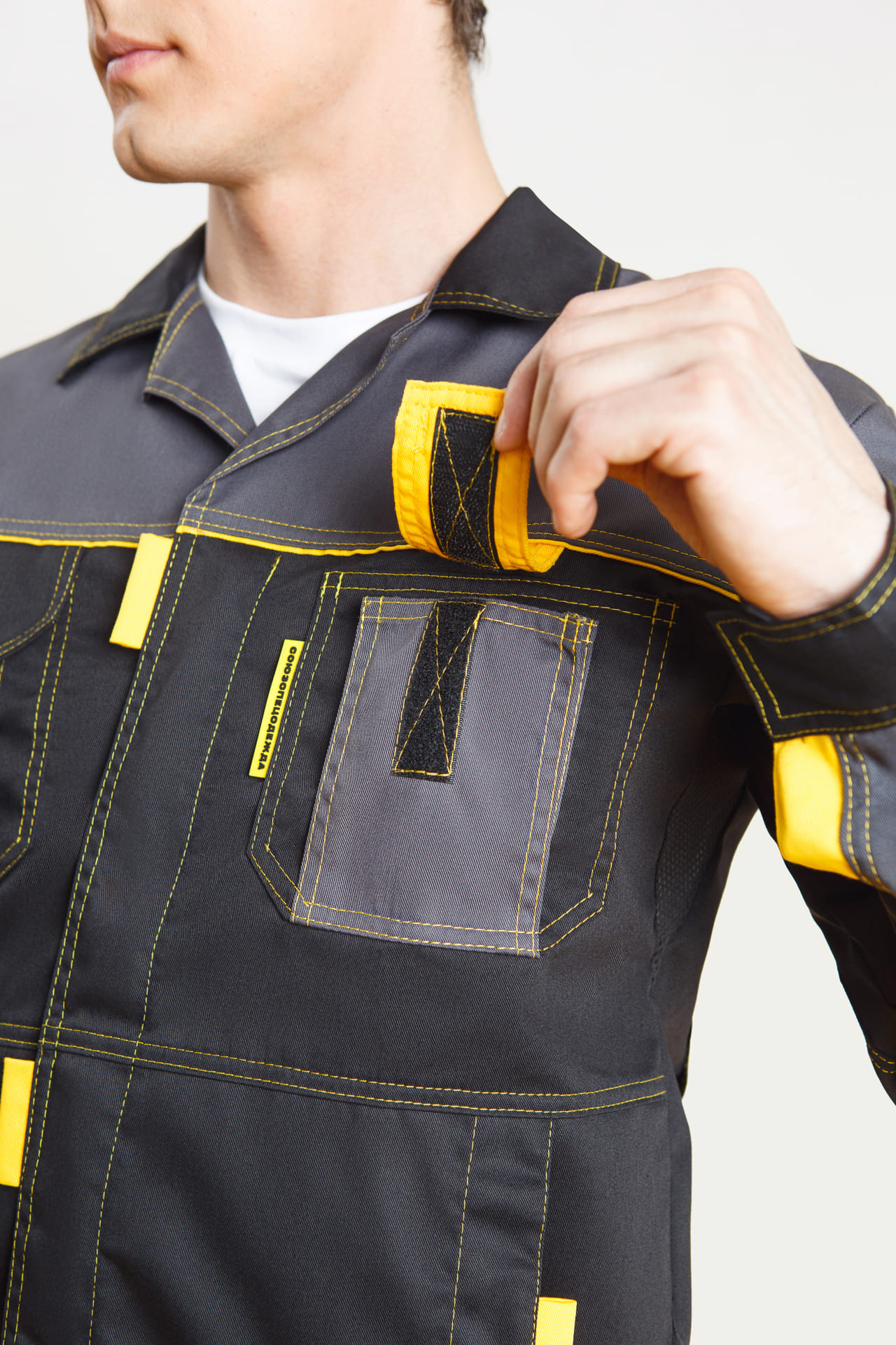 4956833 Костюм "Профессионал-2" черный-графит-желтый GENESIS  Летняя спецодежда  размер 60-62/170-176  - Вид №12