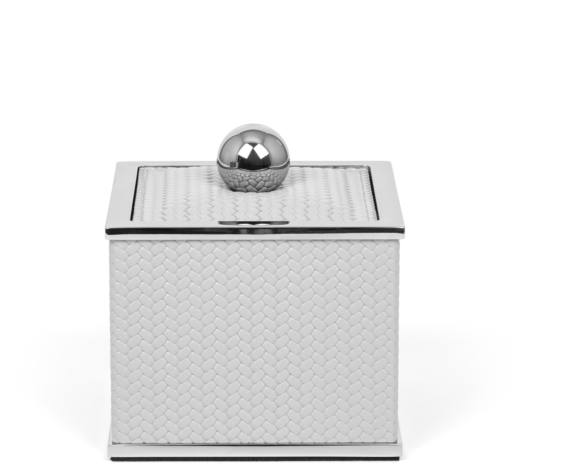 Держатель для ватных дисков Olimpia Square Square - 10,5X10,5XH11 см / хромированный металл / тканая кожа серо-коричневый