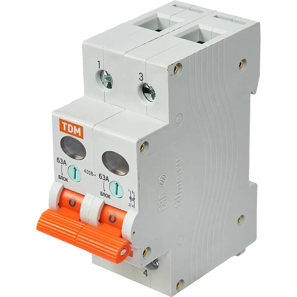 Выключатель нагрузки TDM Electric ВН-32 2P 63А для электрощитов 84399561 STLM-0049330