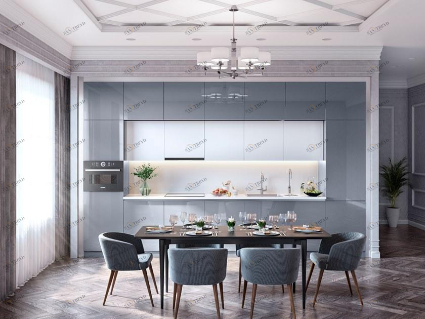 Лакированная линейная кухня на заказ  00002608 Santreyd 