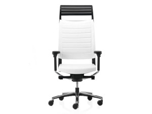 Кожаный регулируемый по высоте офисный стул с подголовником