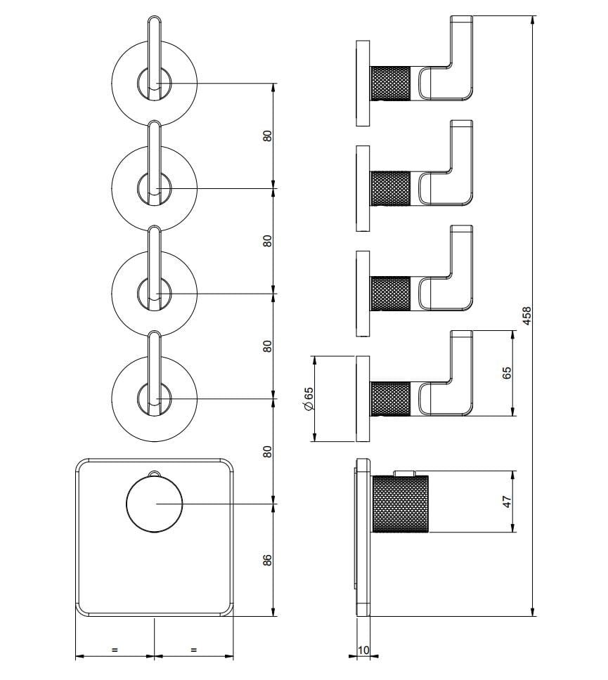 Смеситель для душа с 5 отверстиями из нержавеющей стали Gessi гравированный ARCH-00150570 - Вид №2