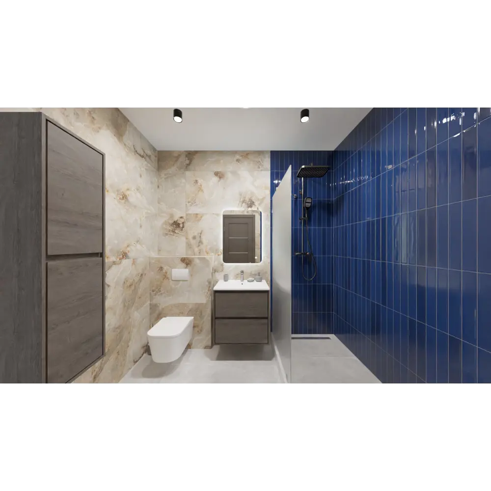 Пенал для ванной KONSENSA Мокка 2.0 подвесной 130x35 см цвет серый дуб STLM-2015578 - Вид №8