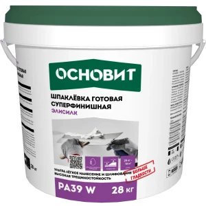 Шпаклевка готовая суперфинишная супербелая Основит Элисилк PA39 W 28 кг