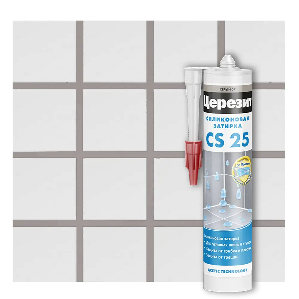 Затирка силиконовая Церезит CS 25 серый 280 мл STLM-2057421