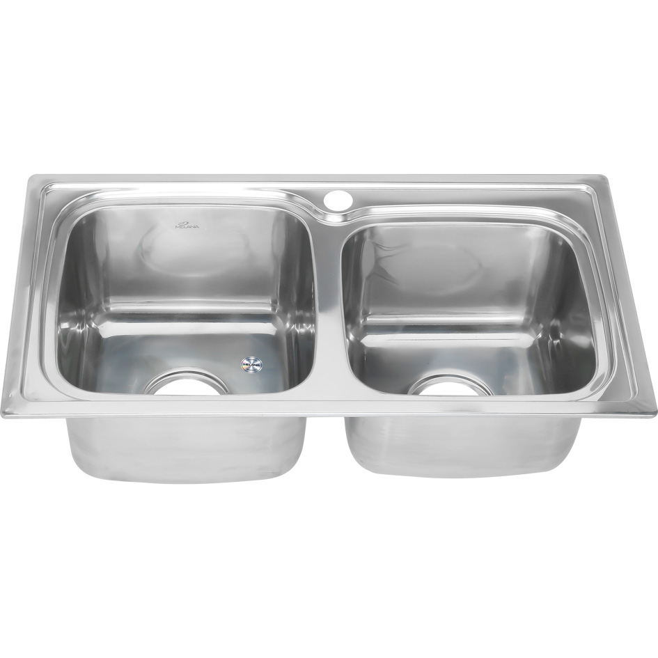 Мойка 7239 MELANA 0,8/210 2-я чаша врезная прямоугольная с сифоном (028 ta*5) 028 ta (*5)