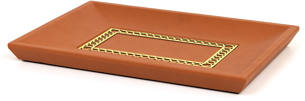 Прямоугольный поднос для мелочей Aston - 28X20,5 см / металлическая отделка_хром / ари-кожа_светло-серый