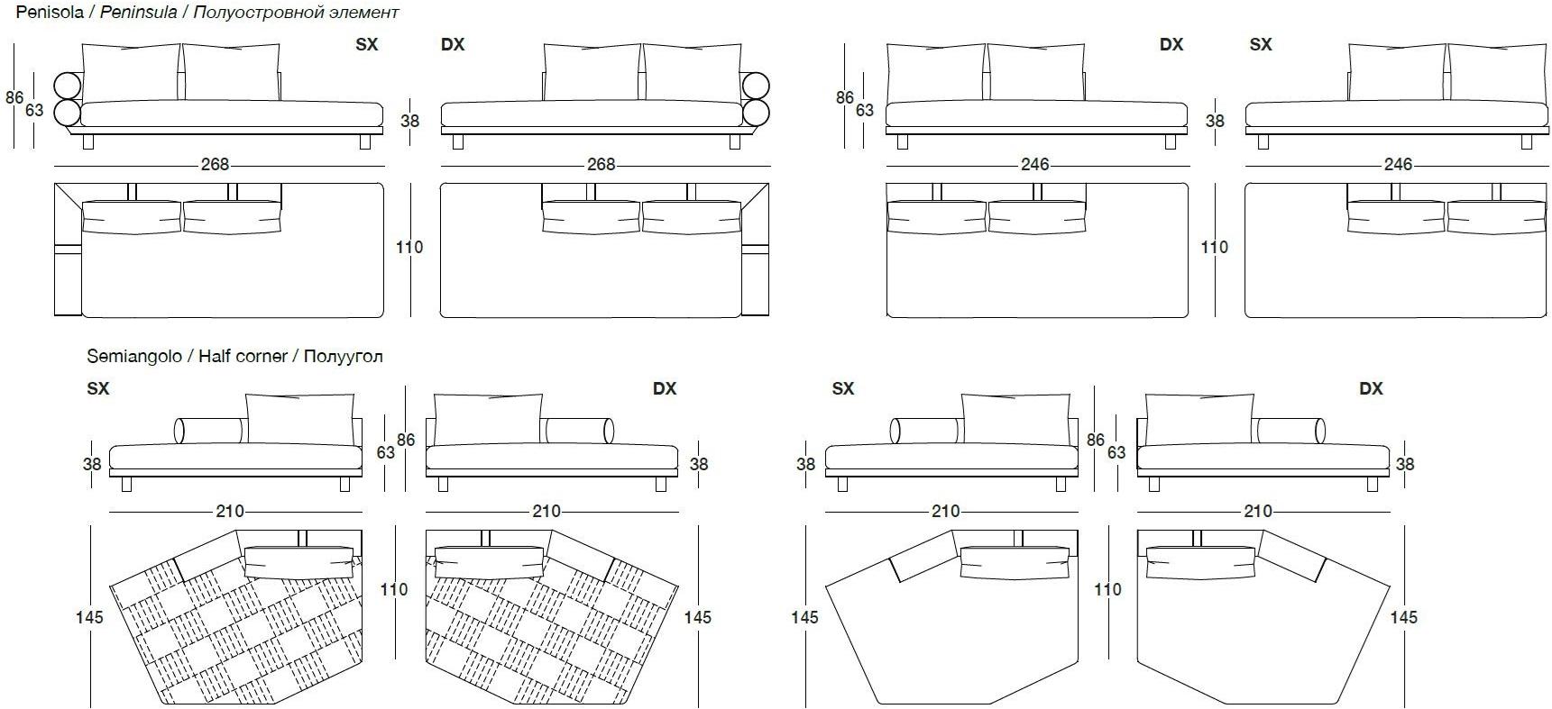 Longhi Модульный кожаный диван Loveluxe 2018 – illusion collection W 529 - Вид №5