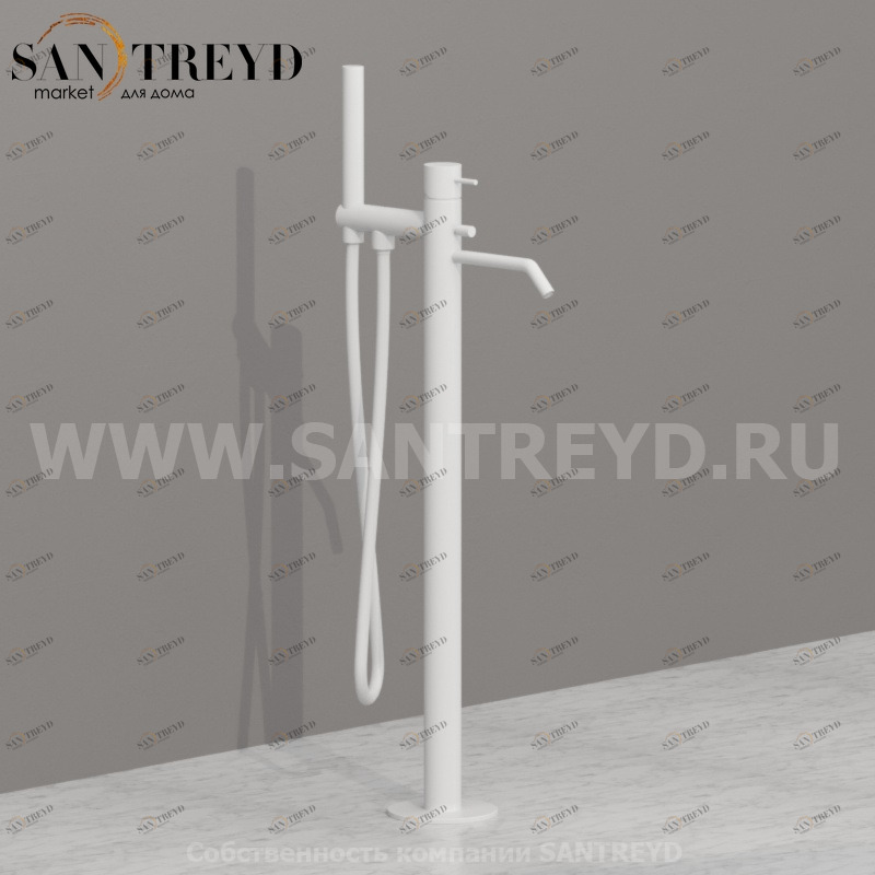 923030 Смеситель отдельностоящий для ванны, цвет Белый бархат Kerasan Nolita Италия