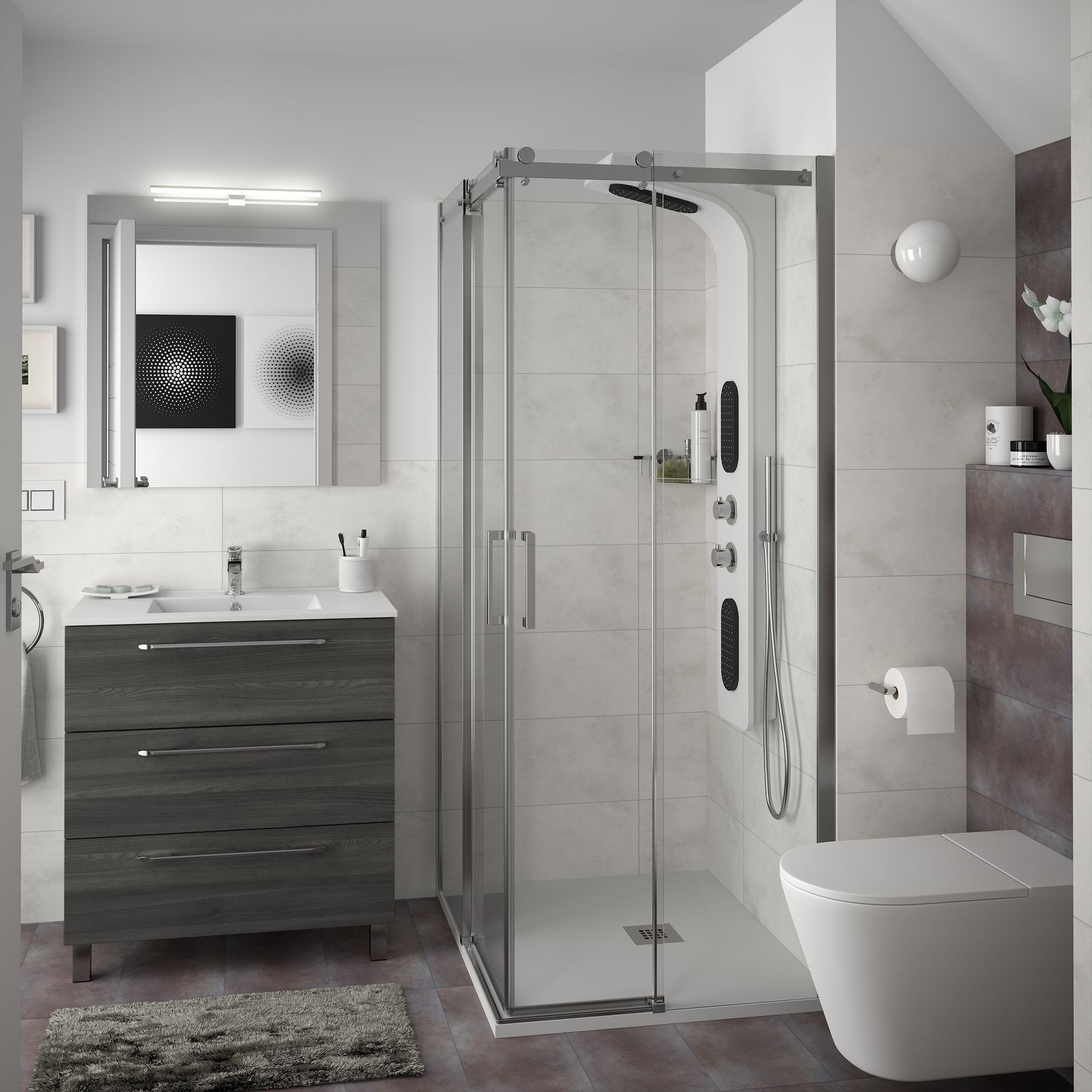 23249 SALGAR Мебель для умывальника FUSSION CHROME 800 3 ящика ALSACIA 797 x 868 x 450 мм Эльзасия