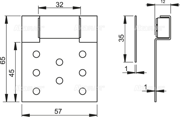 Магнит BASIC для дверцы под плитку на ванну, вертикально-выдвижной ALCAPLAST AVD005 - Вид №1