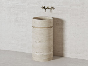 Круглый отдельно стоящий умывальник из натурального камня