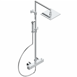 G1U-6527CD Смеситель для душа термостатический 1/2" встраиваемый в стену с душевой колонной, ручным душем, шлангом и верхней лейкой 190 x 190 мм Thg-paris Beluga с рукоятками Хром