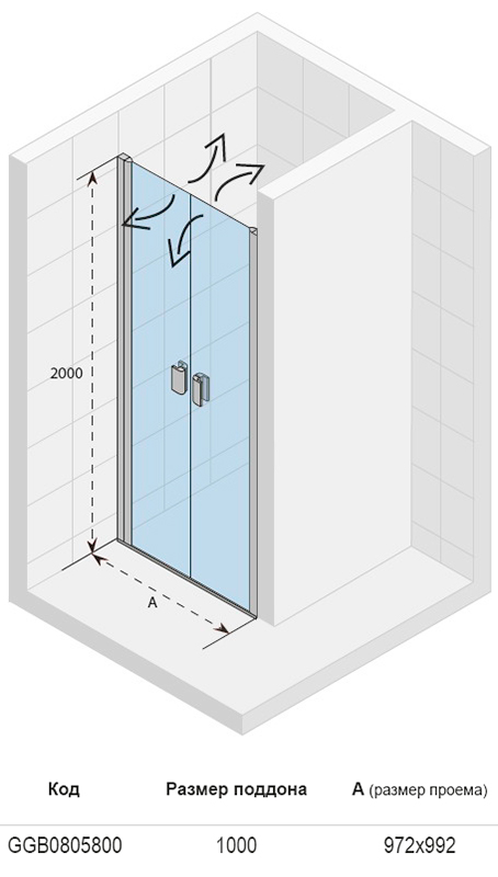 GGB0805800 Душевая дверь Riho Nautic Santreyd - Вид №1
