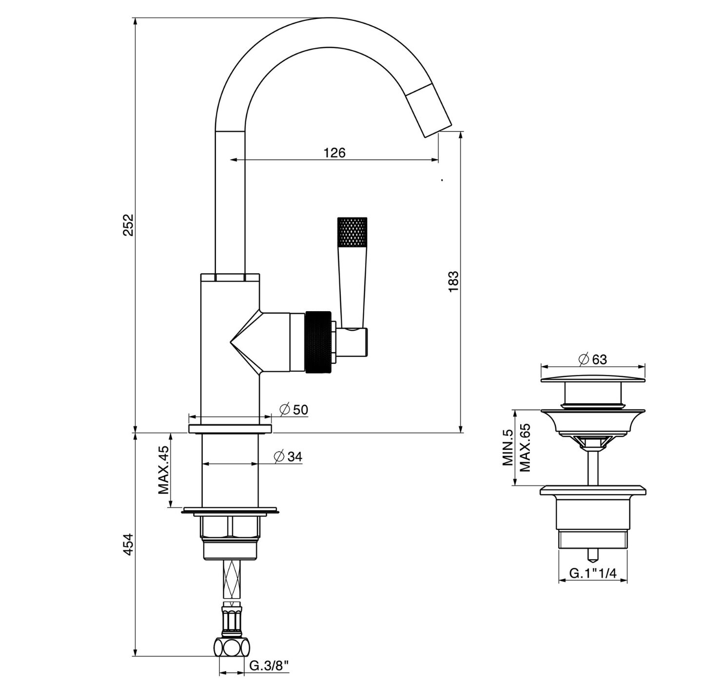 Смеситель для биде с одной ручкой GATTONI MD ARCH-00128936 - Вид №2