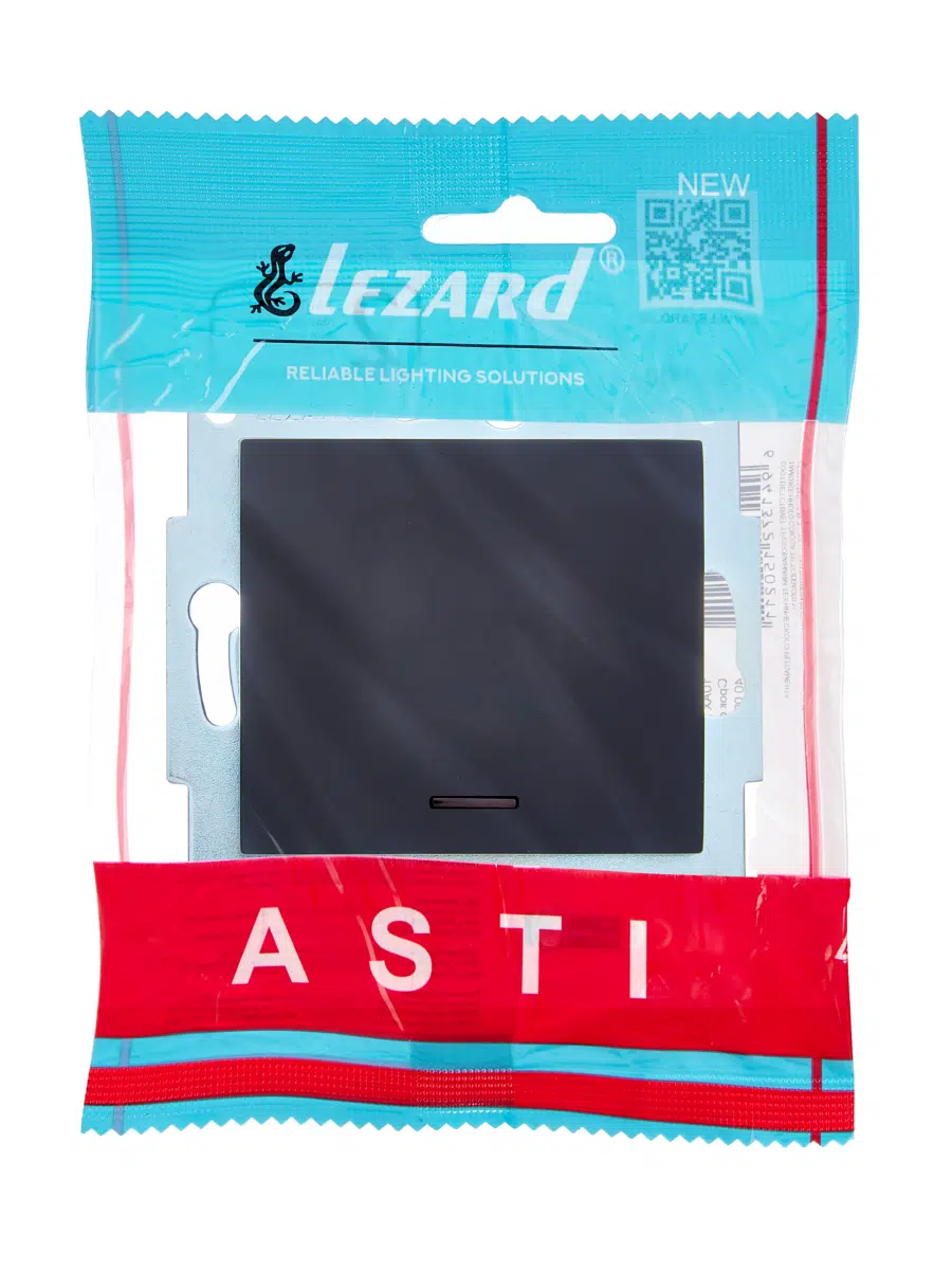 ASTI Выключатель с подсветкой чёрный бархат механизм LEZARD 7081-4288-111 - Вид №3