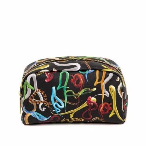 Косметичка кожаная 13х23 см черная Snakes SELETTI  00-3882486 Черный