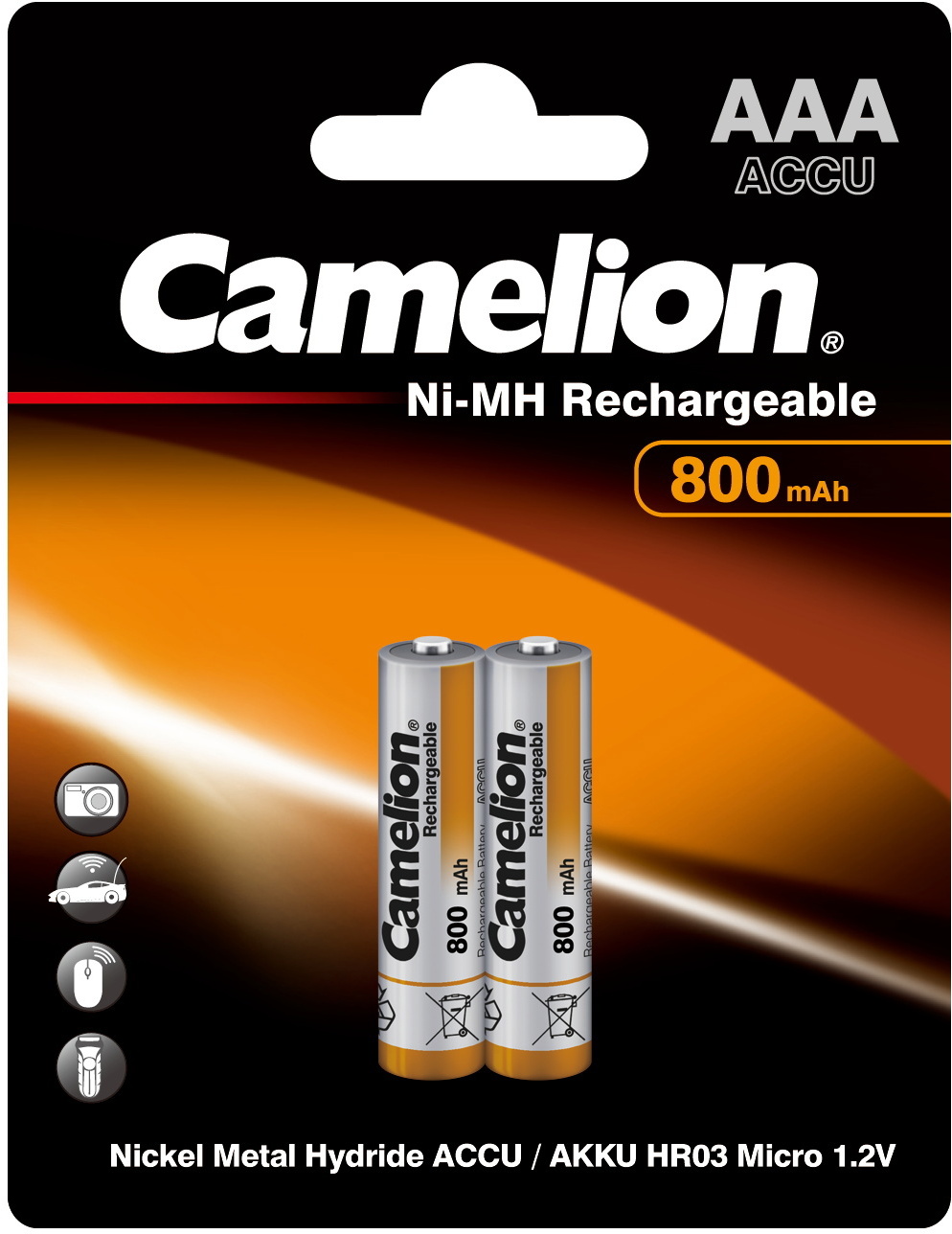 93740480 Аккумуляторная батарейка Rechargeable AAA (HR03) Ni-Mh 800 мАч 2 шт. STLM-0563929 CAMELION