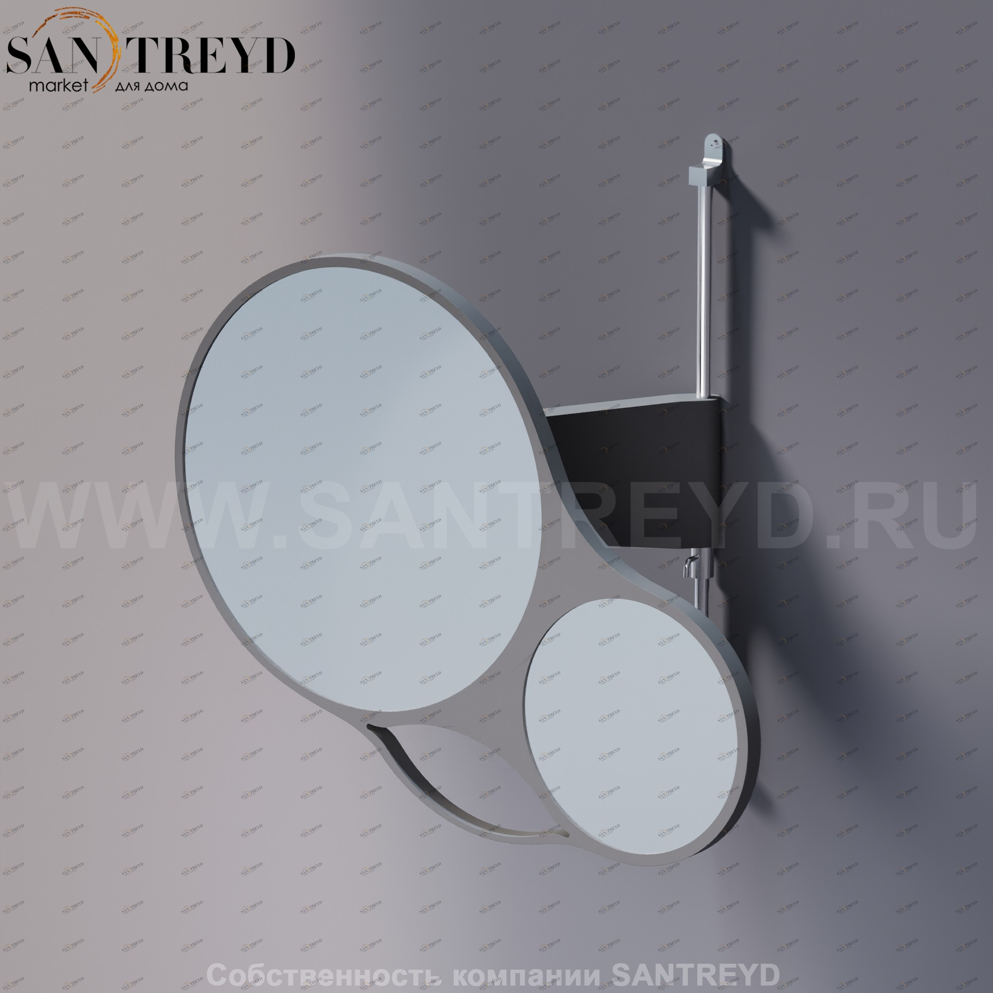 Agape SPIN Регулируемое зеркало в серой раме из окрашенной фанеры ASPE013G