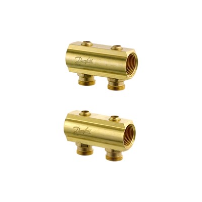 Danfoss Распределительные коллекторы типа FHF для систем водяного отопления с внутренней резьбой FHF Коллектор с запорн. вентилем 4+4 088U0544 