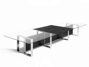 ESTEL GROUP Стол для переговоров из дерева и стекла с системой управления кабелями Altagamma