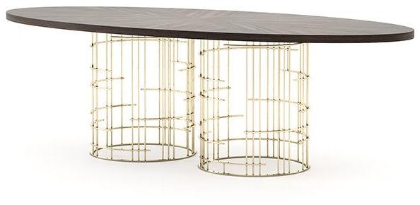 Laskasas Овальный обеденный стол из нержавеющей стали и дерева Mercy sun-id-1432155 - Вид №2