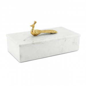 600968-18 ABHIKA КОРОБКА PEACOCK BG H15 30X15 WHITE/GOLD