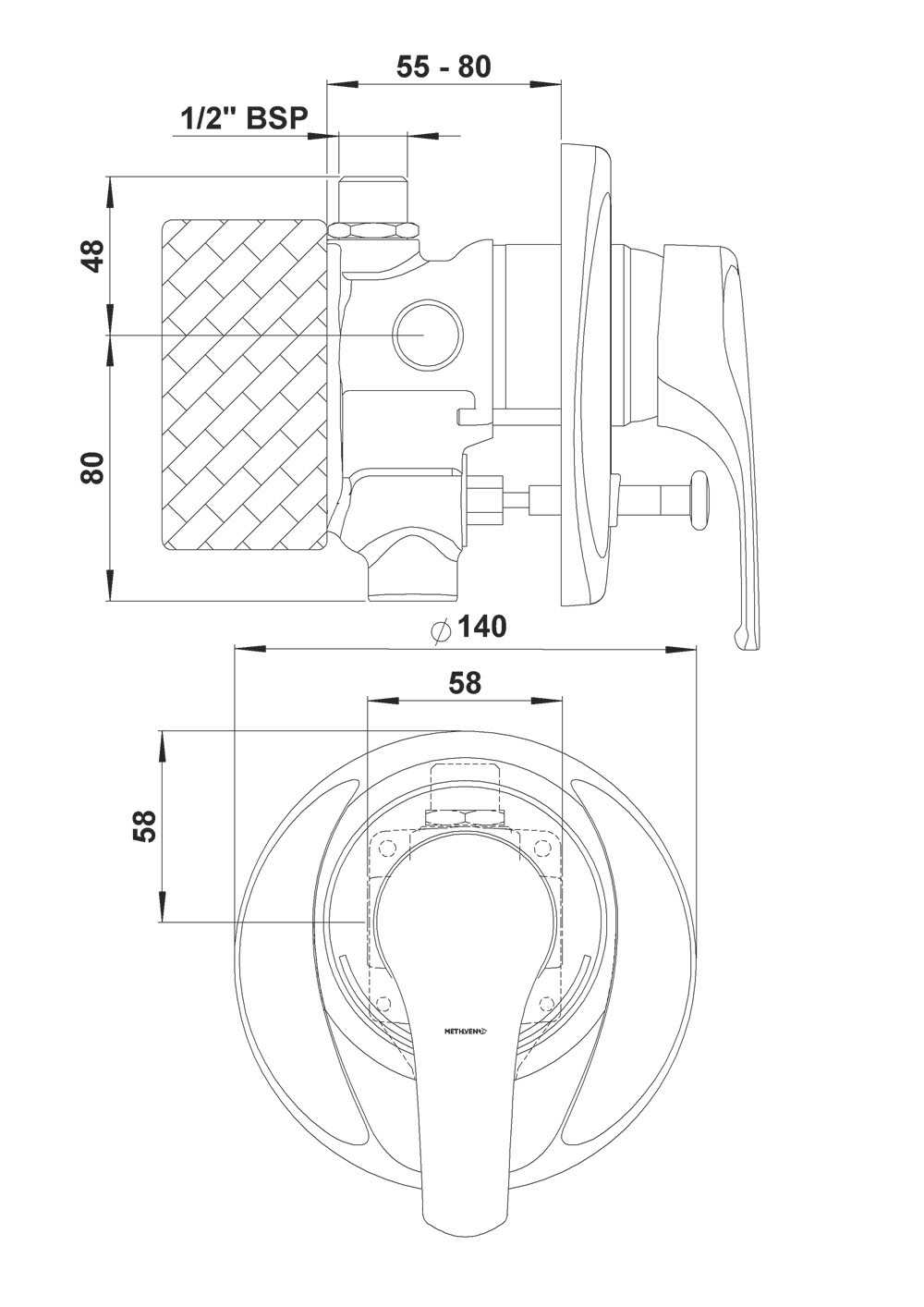 FTSHDCP2 Смеситель для душа Futura с переключателем Methven - Вид №1