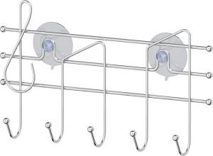 GHI 011 Планка с 5-ю крючками на вакуумных присосках 29 cm SORCOSA Plain