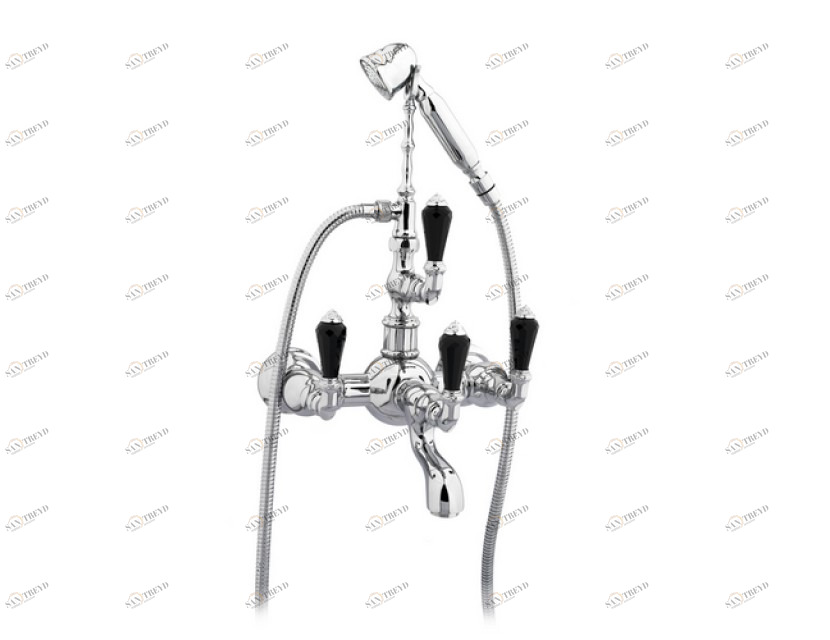 035616.FN0.50 Душевой набор для ванны с черными кристаллами Swarovski Яркий хром Mestre Adriatica