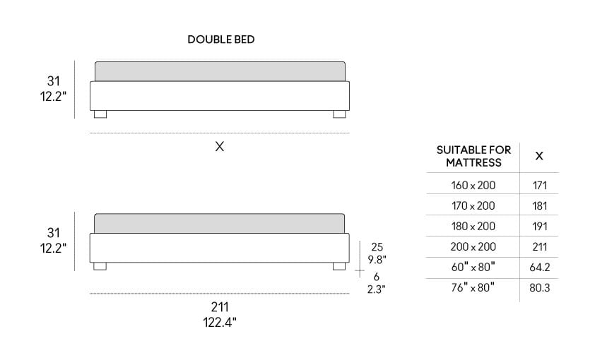 Мягкая и съемная двуспальная кровать Casamania & Horm кровать Figi ARCH-00039072 - Вид №3