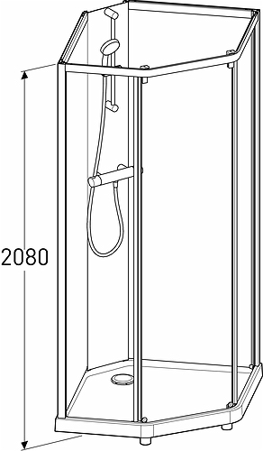 558.132.00.1 IDO Showerama 10-5 900x800 Classic, IDO Showerama pelare Classic Vit  - Вид №2
