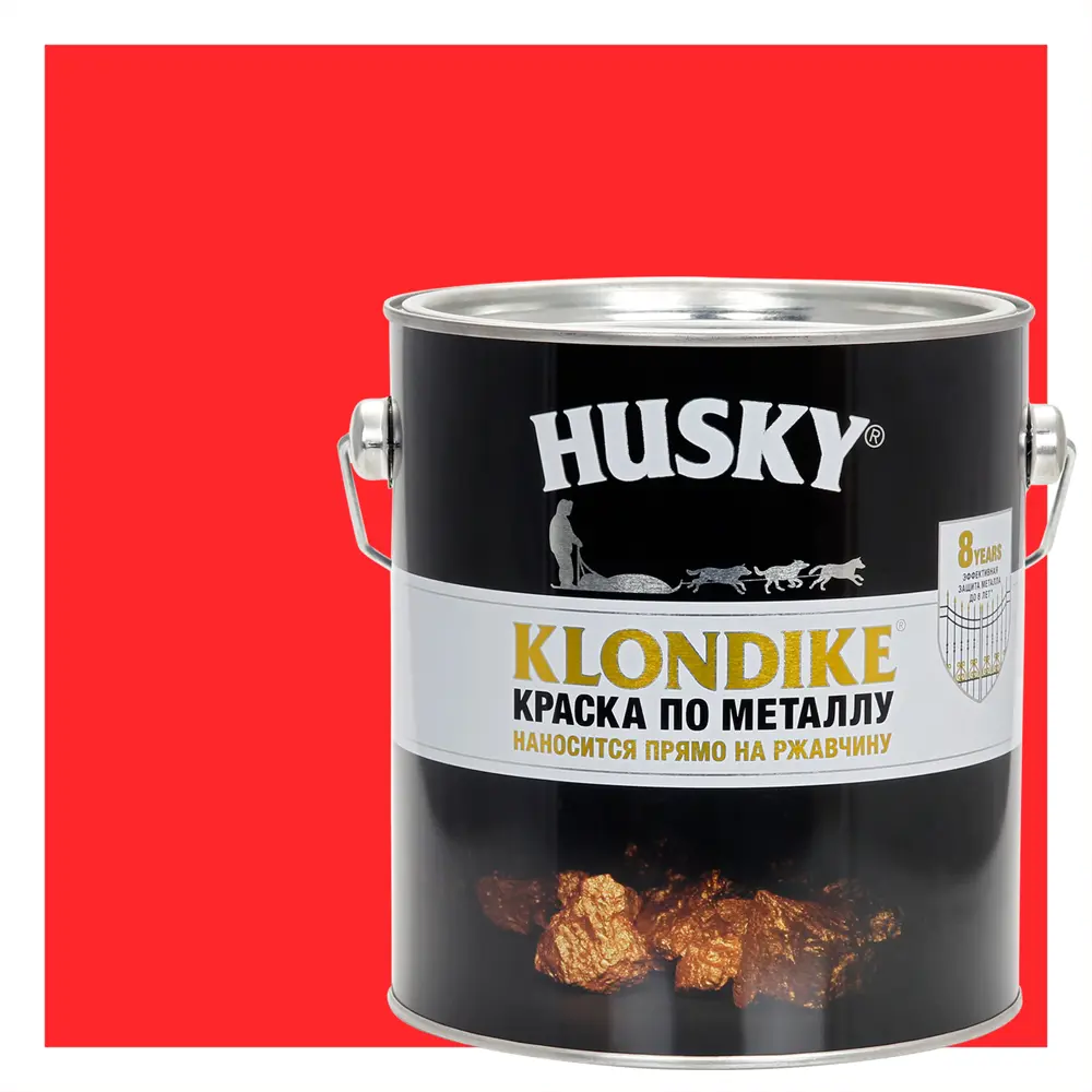 Husky Klondike - антикоррозионная краска по металлу красная глянцевая 2,5 л 84391752