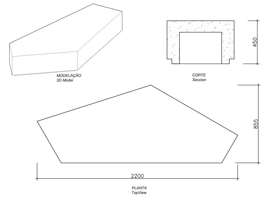 Модульная бетонная скамья без спинки amop Modo ARCH-00141647 - Вид №4