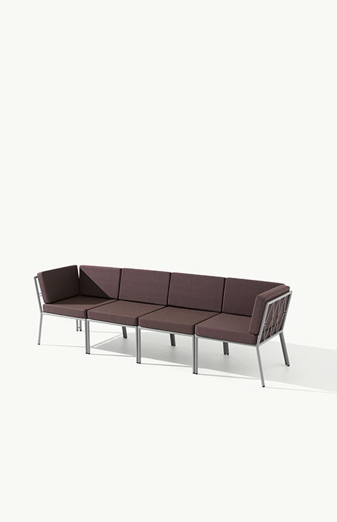 Zero 209 Модульная система диванов с крашеным стальным каркасом и катафорезом. Ткань для улицы. Угловой модуль. Et al. Zero