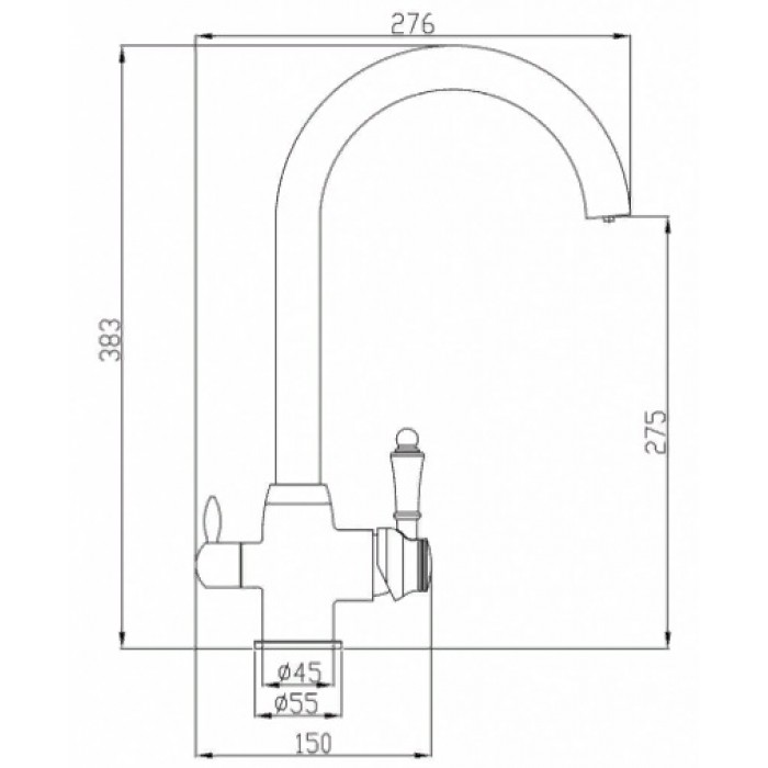 Steel Hammer SH 723 CR хром Смеситель для кухни Zorg 383x276  - Вид №2