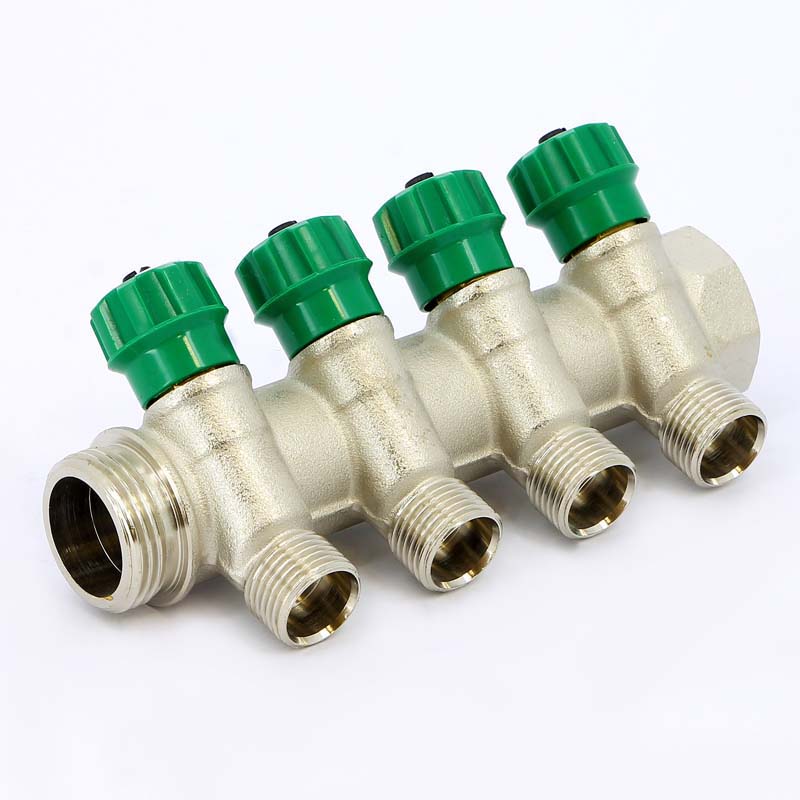 Коллектор НВ 1" с вентилями никелированный TIEMME 4 выхода 1/2"Н 36мм 1840004 - Вид №2