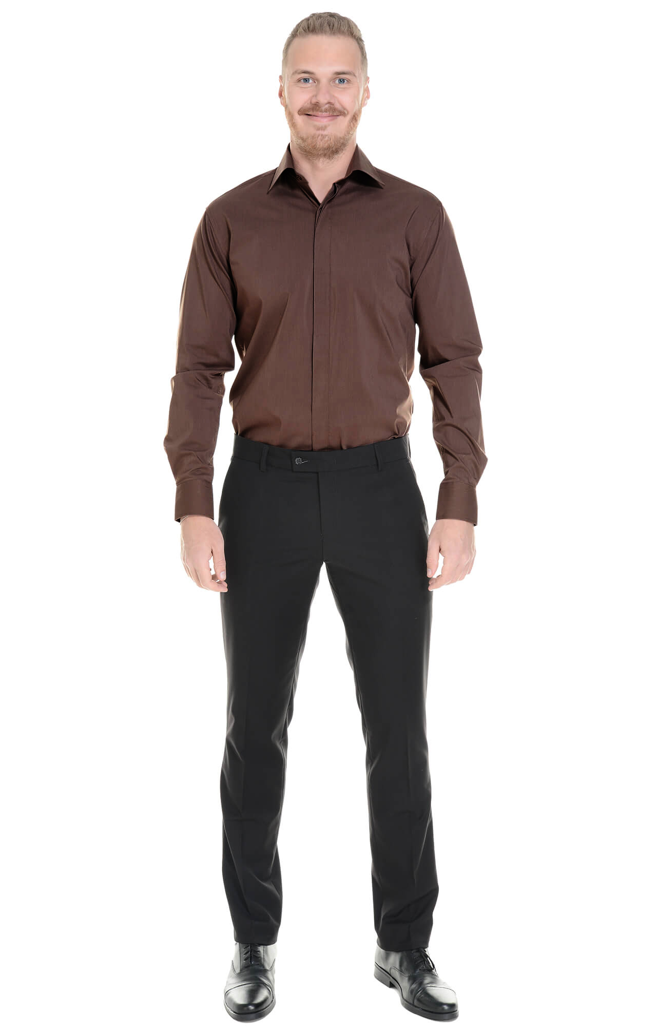 5030102 Рубашка мужская  chocolate El-Risto  Корпоративная одежда  размер 44/182-188  - Вид №2