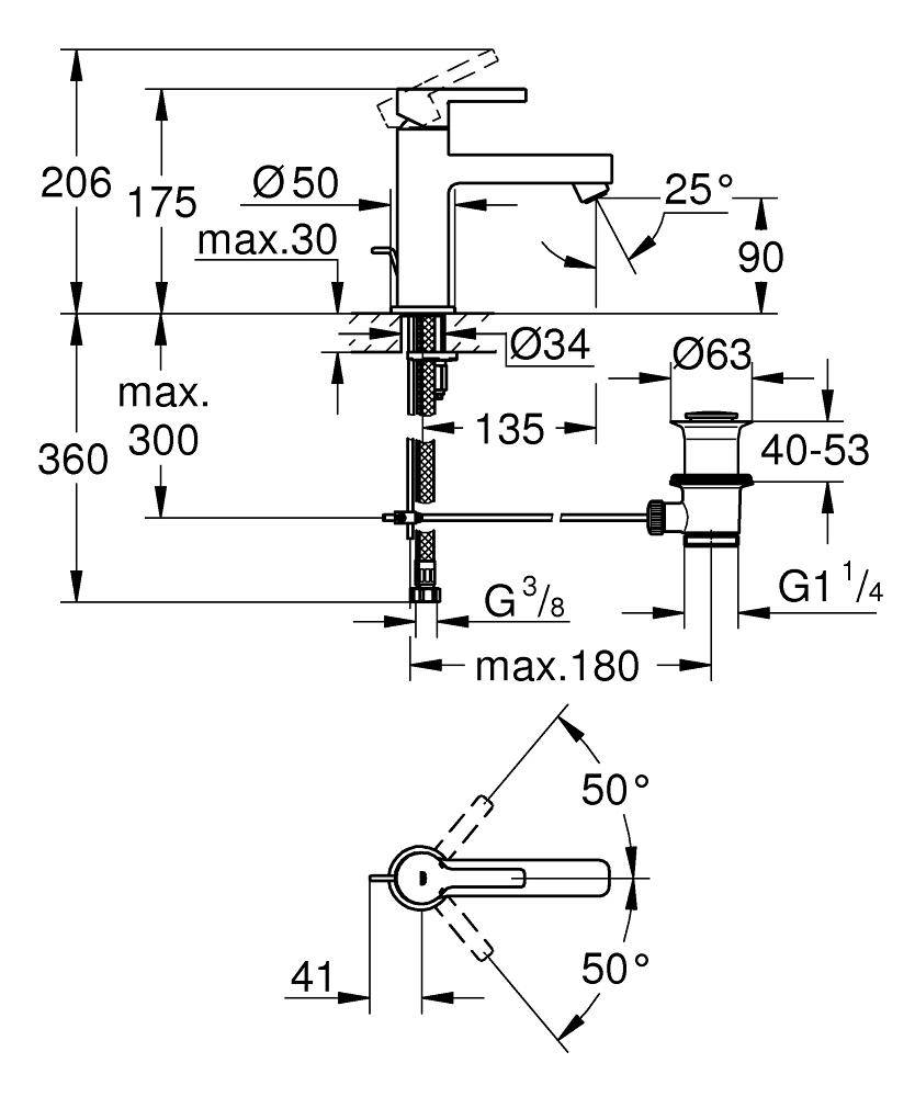 23443000 Смеситель для раковины Grohe Lineare хром - Вид №1