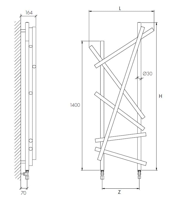 Настенный стальной полотенцесушитель SCIROCCO H дизайн ARCH-00125001 - Вид №4